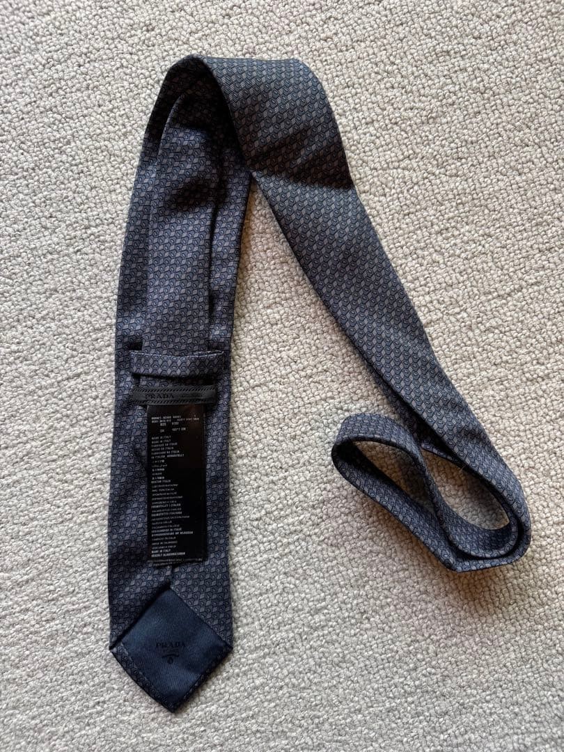Prada Geometric Pattern Tie Dark Gray Business Me… - image 2