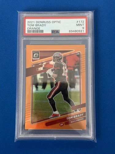 Tom Brady 2021 Donruss Optic #172 Orange Prizm #198/199 PSA 9 Buccaneers