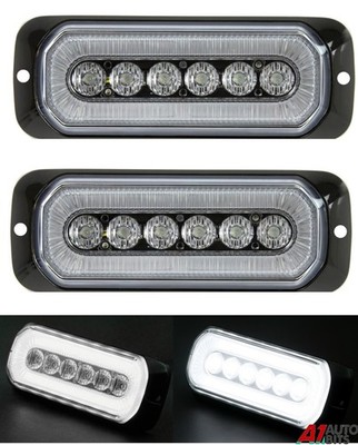 2X Weiß Heiligenschein Ring Doppelfunktion Mehrzweck LED Warnleuchte Blitz Strobe