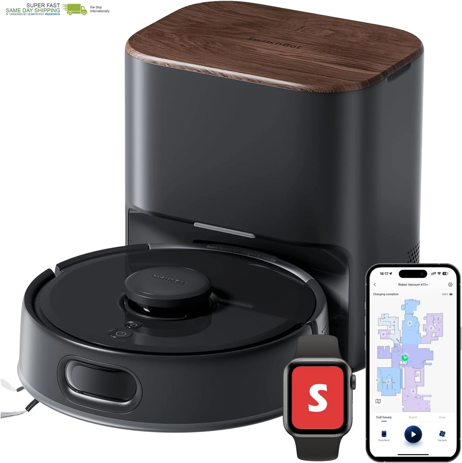Robot Vacuum & Mop with Matter, 6000Pa Suction, 90-Day Hands-Free Self-Emptying,