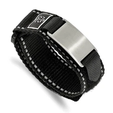 24mm Stainless Steel Black Nylon  Medical I.D. Bracelet, 6-8.5in