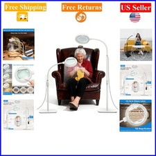 10X Large Floor Magnifying Glass with Light  Stand, 56 LED, White