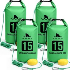Lewtemi 4 Pack 15L Sand Anchor Bags 12Ft Floating Dock Lines 2 In 1 Kayak