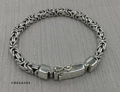KönigsArmband 5x5mm Silber 925er 17-25cm Königskette Bracelet Byzantine vierkant