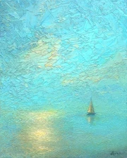Original oil on canvas Impasto painting, Hand-painted seascape, Impressionism
