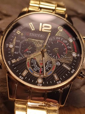 Marken Business Armbanduhr Uhr Geneva in Gold auffallend modernes Design NEU