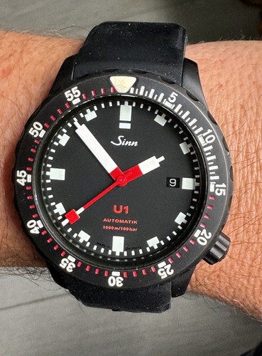 Rare SINN U1 Limited Edition Automatic Black Dial U-Boat Steel PVD Divers 44mm !