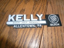 Kelly Buick Jeep Renault Dealership Emblem Logo Tag Adv Car Nameplate Dealer