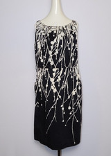 Nine West Black & White Floral Twigs Sleeveless Dress Size 14