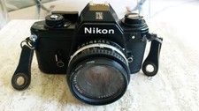 Nikon film Camera EM 35mm Lens series E 50mm w/ Case Strap UNTESTED