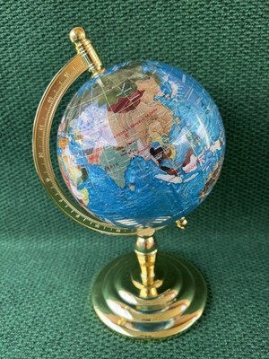 Large Blue Lapis Gemstone World Globe 16