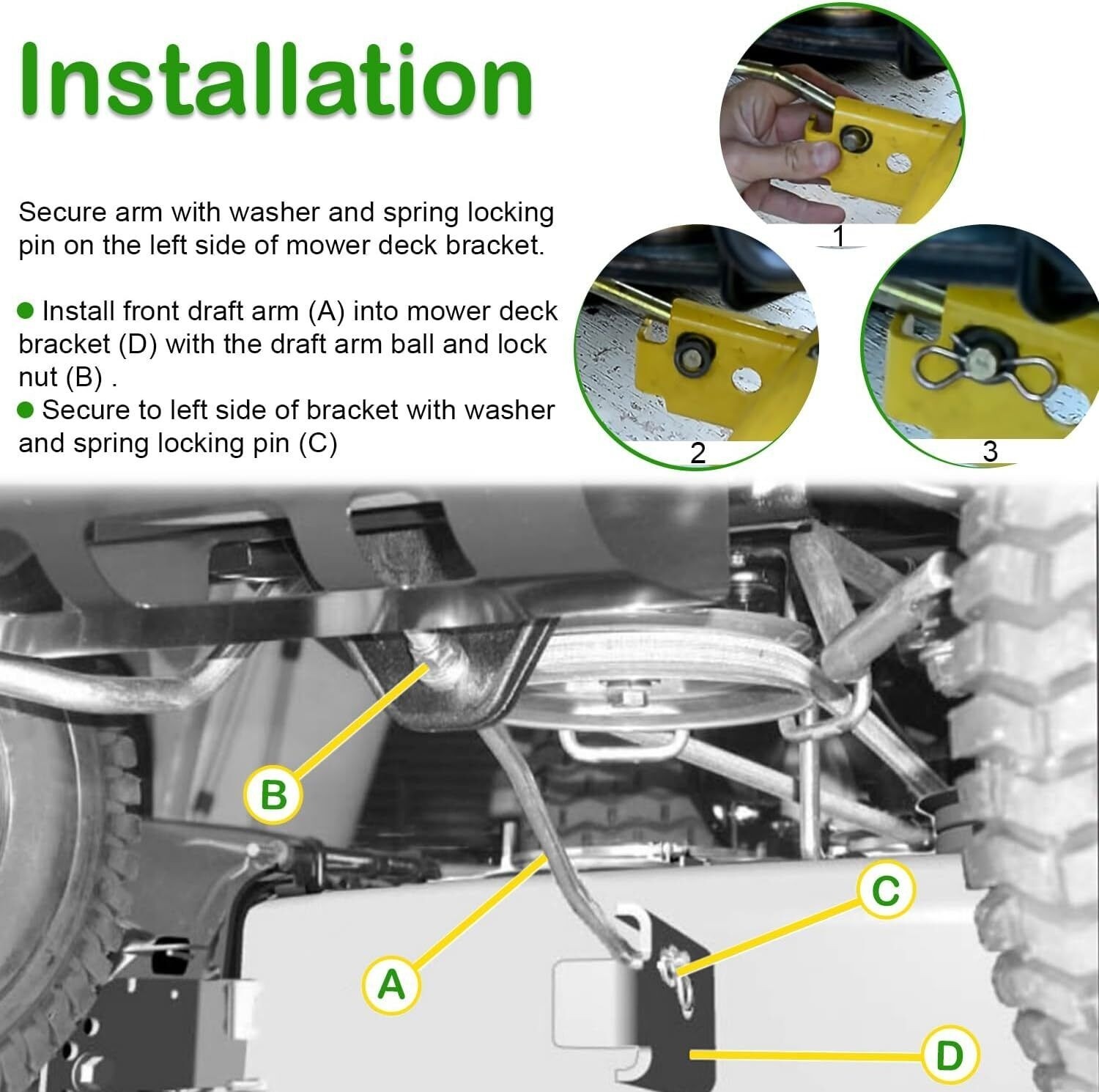 New Mower GX20497 Front Draft Arm Kit For John Deere L120 L130 100 LA105 GX20497