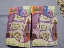 Pansy and Butterfly Janlynn Stamped Cross Stitch Blocks NIP  18" X 18" X 12 Pc