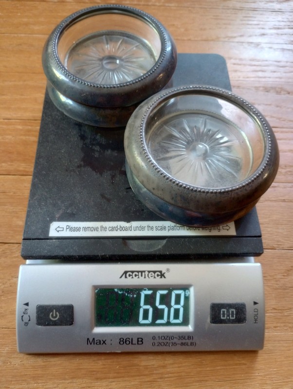 4 Vintage 1 Frank M Whiting Sterling Silver and 3- B-1 Glass Coasters