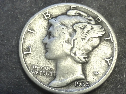 1935-S MERCURY DIME VF