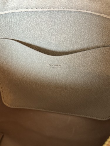 CUYANA Stone Pebbled Leather Tall Easy Zipper Tote Bag With Strap And Dust Bag - Picture 8 of 11