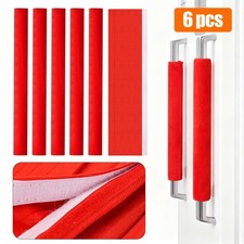 6x Refrigerator Handle Covers 16.4in Red Washable Hooked Protectors Fridge Ovens
