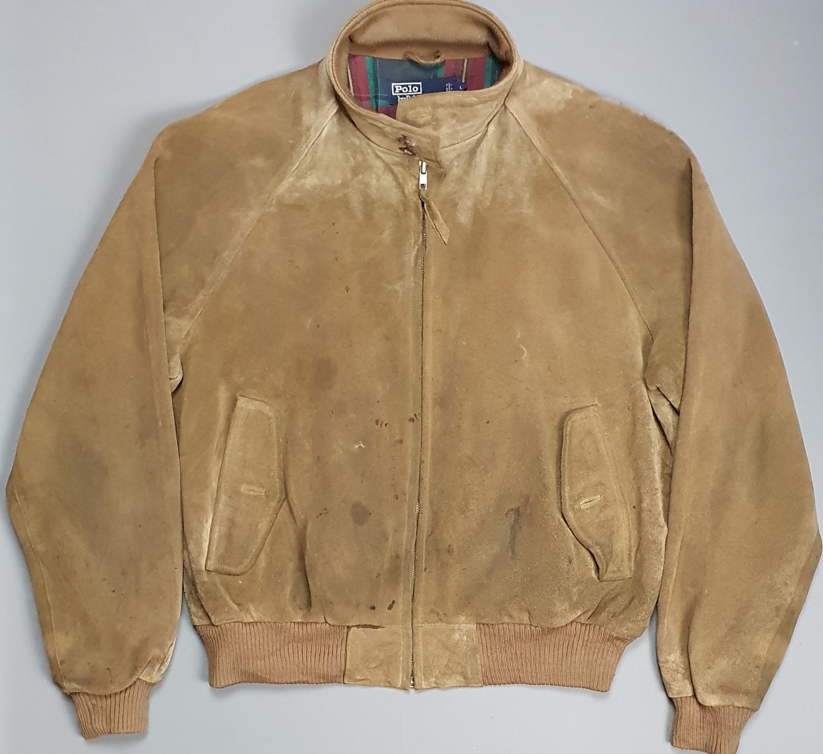 Ralph Lauren Polo Vintage Suede Leather Bomber Jacket Coat Size Large