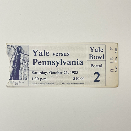 Yale vs Pennsylvania 10/26/1985 Ticket, College Football Yale Bowl - 第 1/3 張圖片
