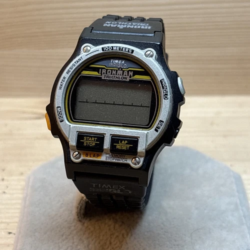Vintage 1994 Mens Timex Ironman Triathlon 8 Lap Watch Indiglo 41mm Needs Battery