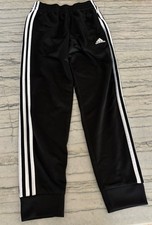 Adidas Youth Boys Black with White Stripes Track Pants Joggers Size M 10/12