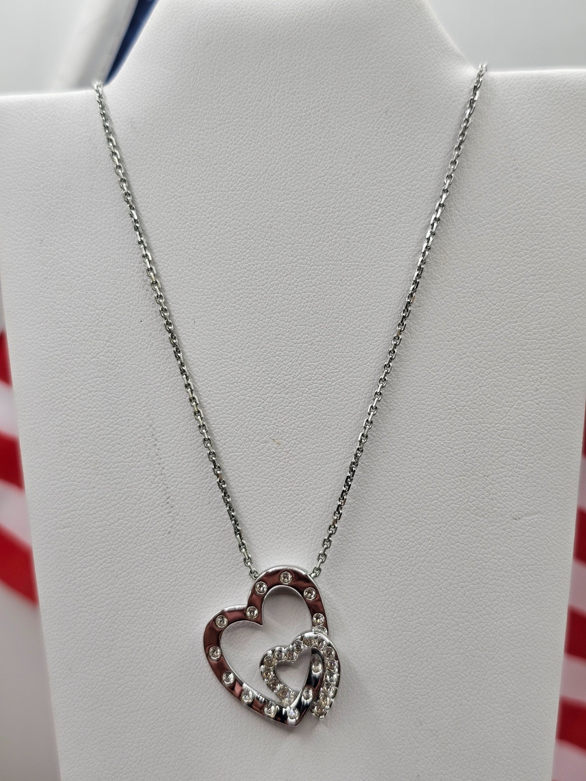 Swarovski Signed Interlocking double Heart Pendan… - image 4