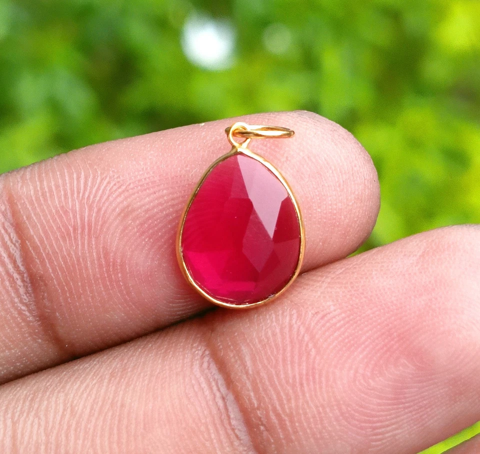 Dije de oro turmalina rosa, colgante de oro macizo de 18 quilates, colgante de collar hecho a mano Foto 4 de 4