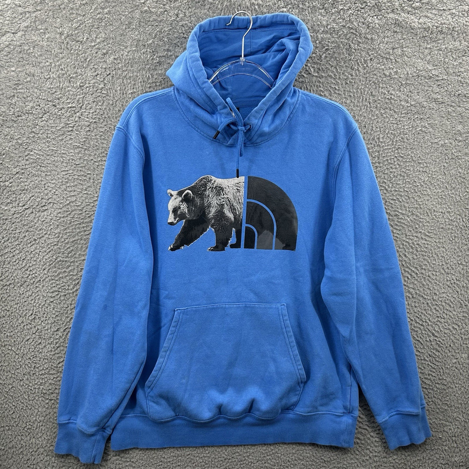 The North Face Hoodie Men Medium TNF Bear Pullover Sweatshirt Blue Black Sweater