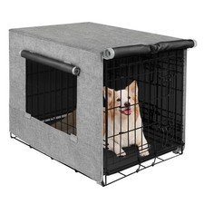 Dog Crate Cover with Mesh Window, Double Door Waterproof Pet Kennel Cover, Du...