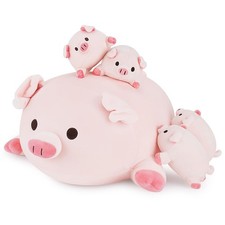 5PCS Pig Family,Pig Stuffed Animal Mommy with 4 Pig Babies Plush,Cute Pig Plu...