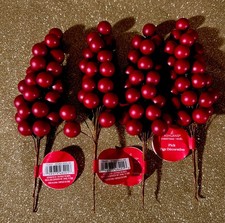 Four Christmas 7.5" Red Matte Berries Tall Cluster Picks by Ashland Floral Decor