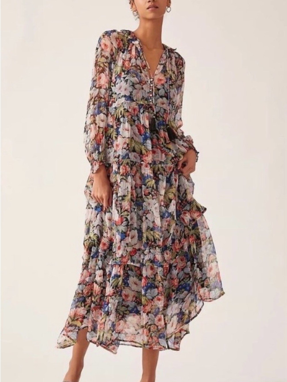 Anthropologie The Marais PrintedChiffon Maxi Dress