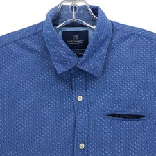 Scotch  Soda Shirt Blue Dot Long Sleeve Roll Up Tabs Size MEDIUM