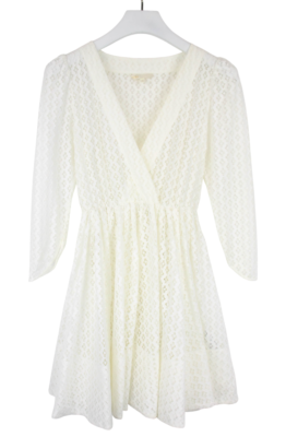 MAJE Ralina Dress Women's SMALL 3/4 Sleeve Lace Guipure White Mini | eBay