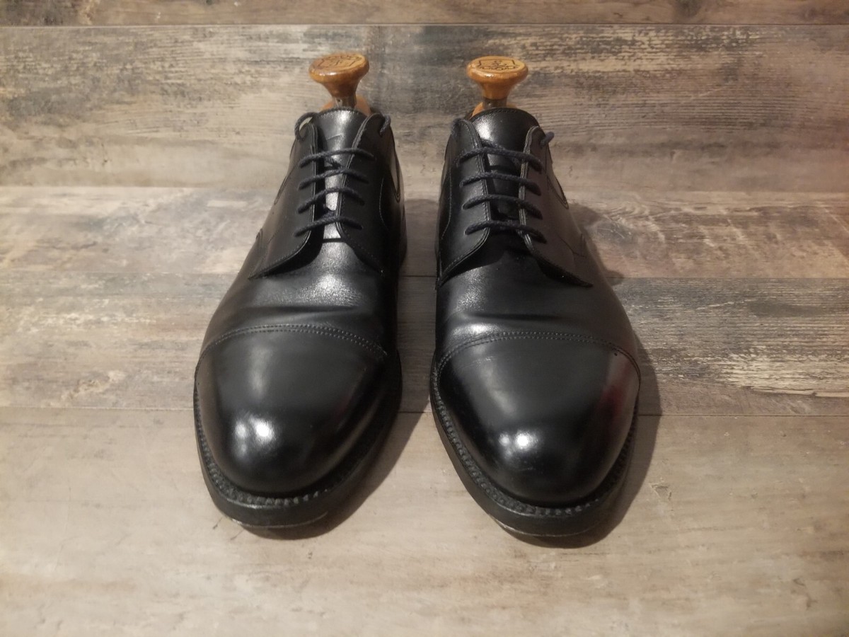 JM Weston 765 22 France Black Leather Oxfords Cap Toe Shoes 