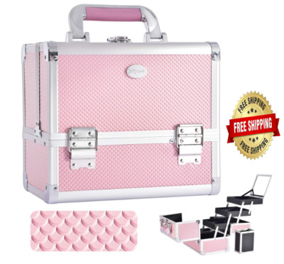 Bolsa De Viaje Organizador Maletín Para Maquillaje Con Espejo Caja Cosméticos