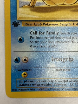 first edition krabby pokemon card Pokémon Card Krabby #98 TV Animation Blue Logo 1st Print ENG L015259 – AGS  Collectibles main image 1