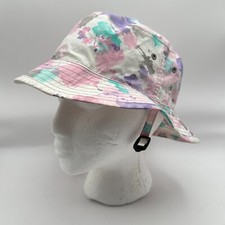 The North Face Bucket Hat Kids White Pink Paint Splatter Print Mesh Lined Beach