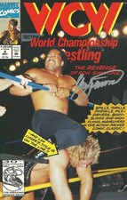 AM611  Ron Simmons  signed Vintage WCW  Wrestling Comic Book w/COA