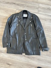 Iceberg Women’s Eco Leather Long Biker Jacket Black With Zip Details Size 44