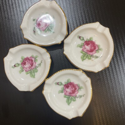Delicate pink rose Bavaria Germany Vintage Set Of 4