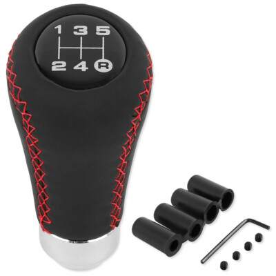 Universal Car 5 Speed Gear Stick Shift Knob Manual Leather Red