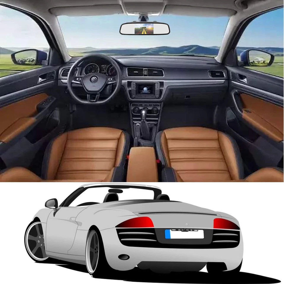 Wireless IR Waterproof Rear View Backup Camera + 4.3" Car TFT LCD Mirror Monitor - Image 3 of 4