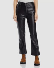 148 Pistola Women's Black Faux Leather Cropped Bootcut Jeans Pants Size 25