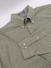 Arrow Dover Mens Button Down Shirt 17x35 Olive Check