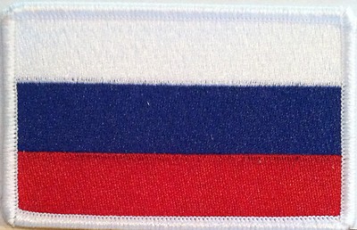 Russian Federation Flag Embroidery Iron-On Patch Russia Emblem White Border