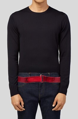 $590 CHRISTIAN LOUBOUTIN Loubi Metallic Leather Spike Belt (85 cm