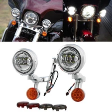 Turn Signal LED Spot Fog Light Bracket Fit For Harley Electra Street Glide FLHR