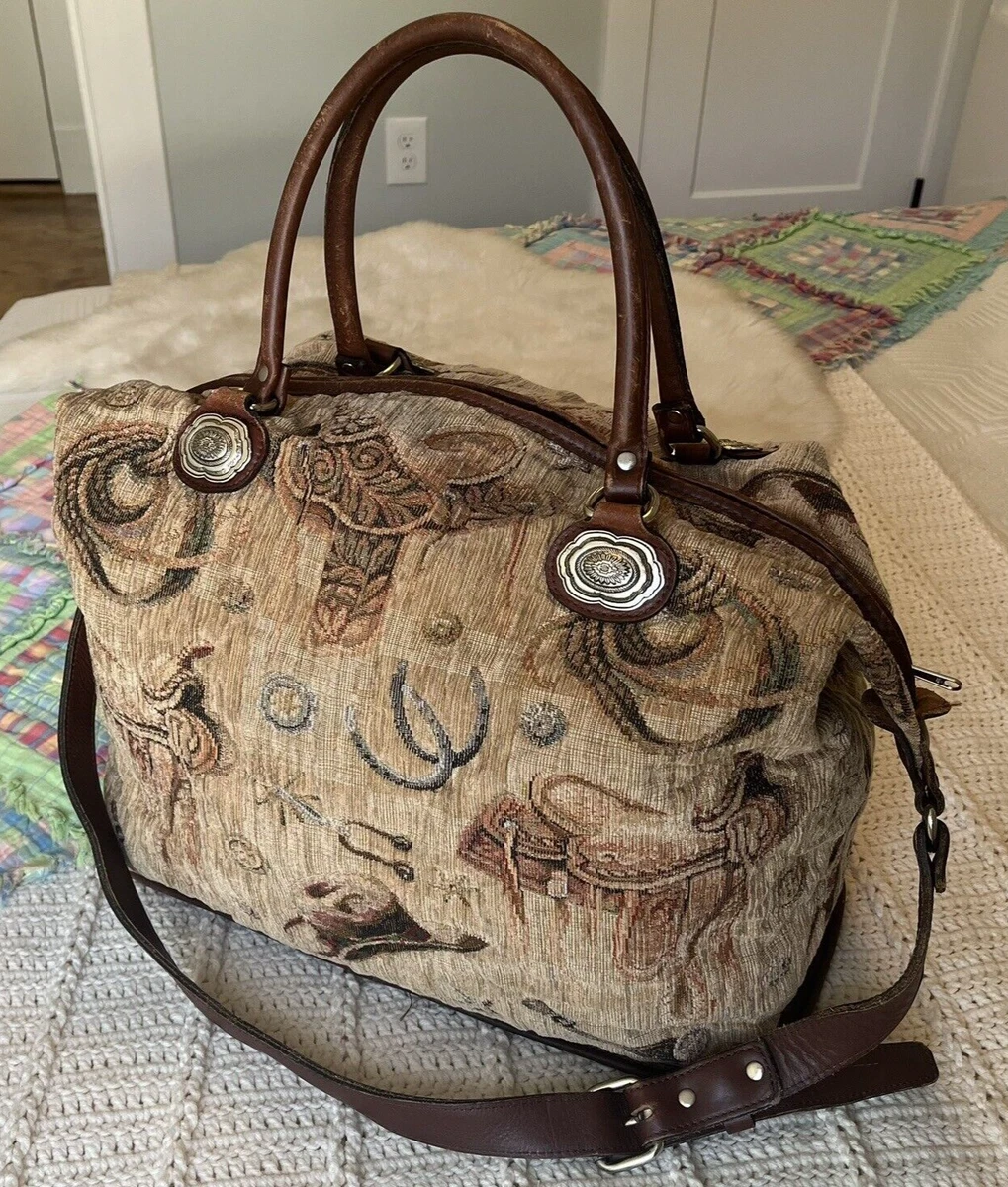Raviani Dallas TX Weekend Overnight Bag Western Cowboy Tapestry