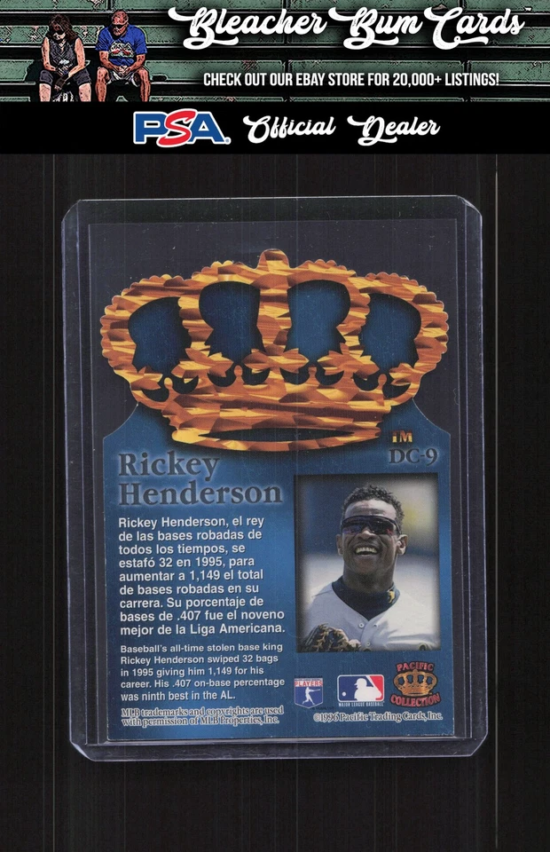 1996 Pacific Crown Collection DC-9 Rickey Henderson Gold Crown Die Cut - Image 2 of 2